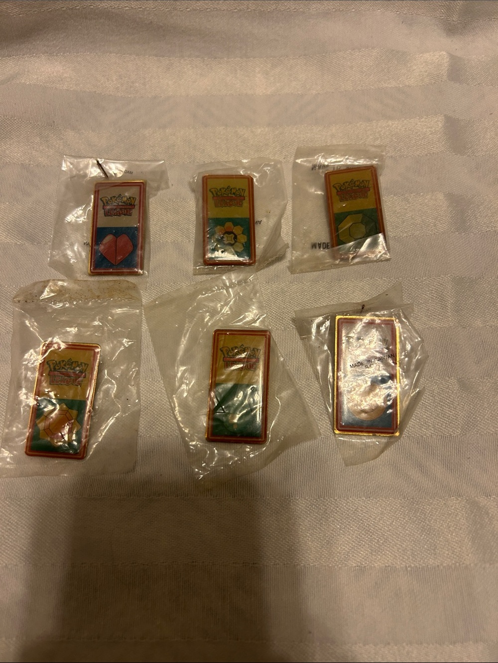 Vintage 1999 Indigo Pokemon League Gym Badges Pin Set Lot Of 6 New